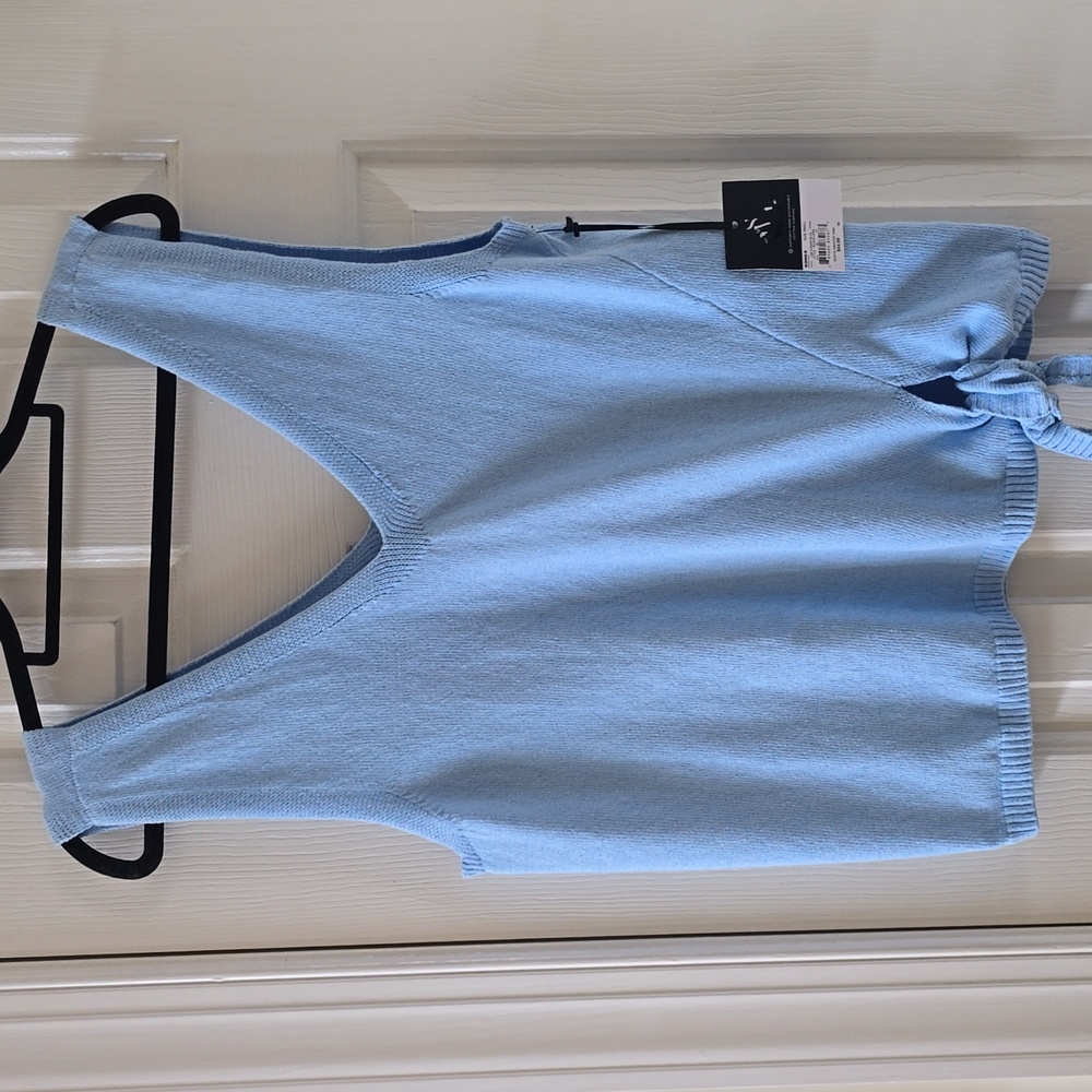 SIMPLY VERA VERAWANG BRAND WOMENS PLUS BLUE KNOTTED SWEATER TANK TOP SIZE XXL